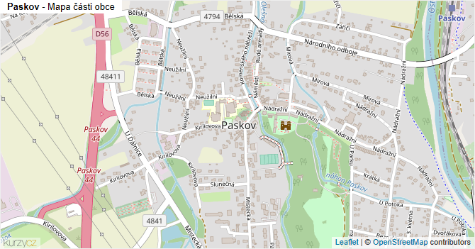 Paskov - mapa části obce