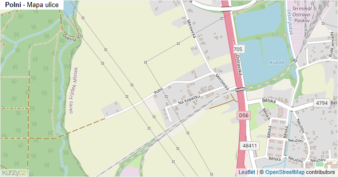 Polní - mapa ulice
