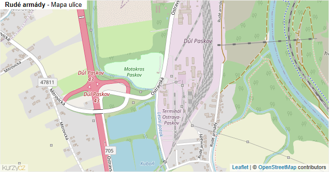 Rudé armády - mapa ulice