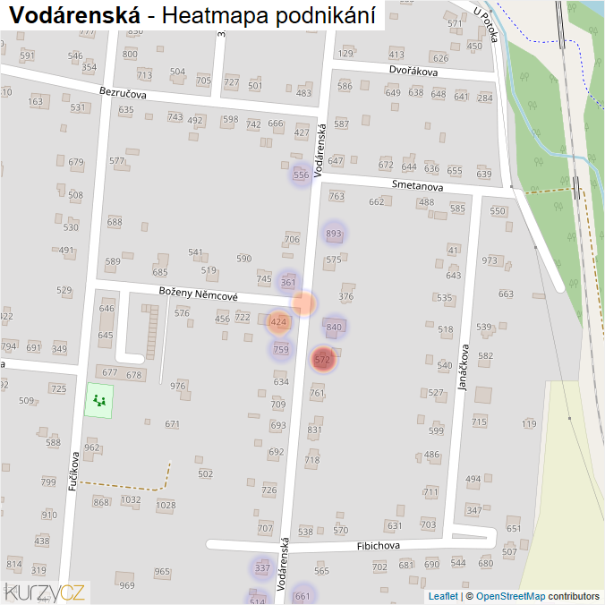 Mapa Vodárenská - Firmy v ulici.