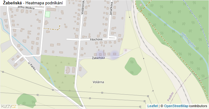 Žabeňská - mapa podnikání