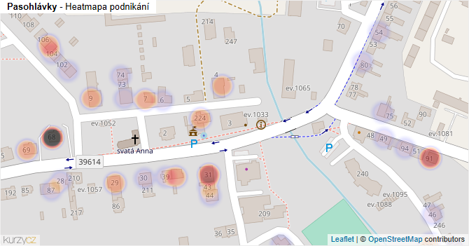 Pasohlávky - mapa podnikání