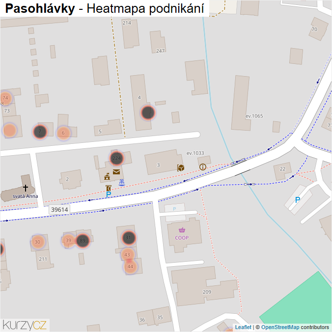 Mapa Pasohlávky - Firmy v obci.