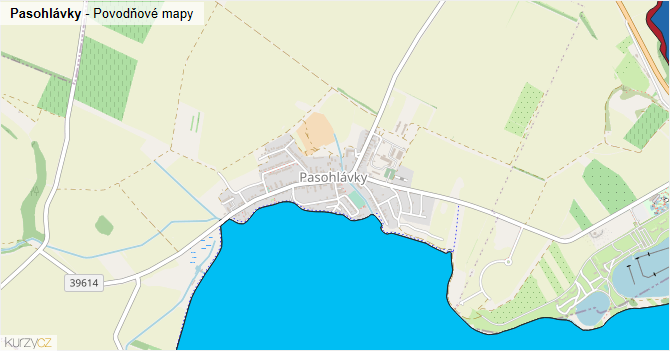 Pasohlávky - záplavové mapy stoleté vody
