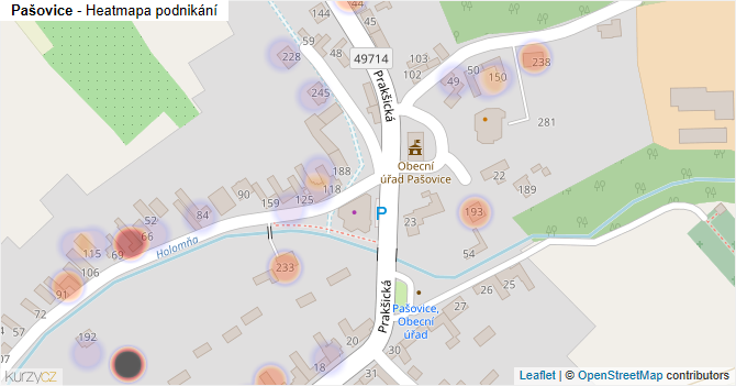 Pašovice - mapa podnikání