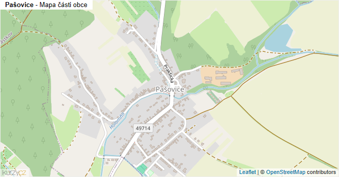 Pašovice - mapa části obce