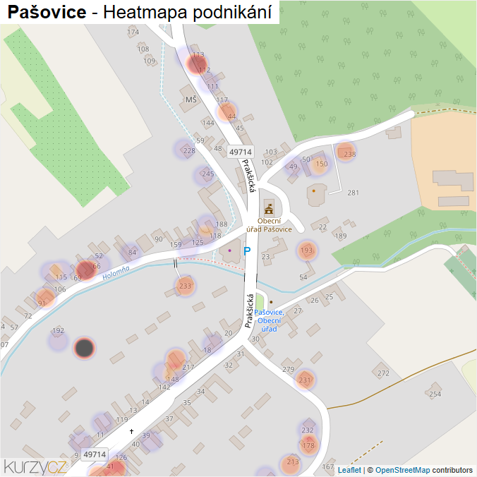 Mapa Pašovice - Firmy v části obce.