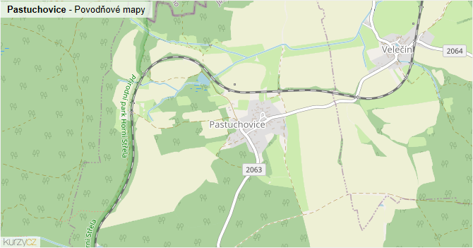 Pastuchovice - záplavové mapy stoleté vody