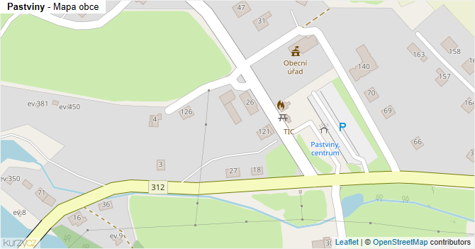 Pastviny - mapa obce