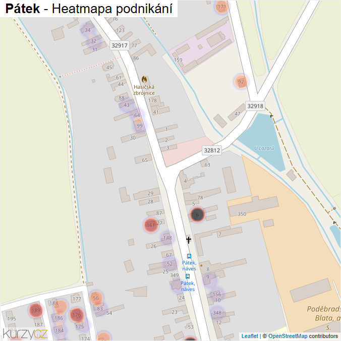 Mapa Pátek - Firmy v části obce.