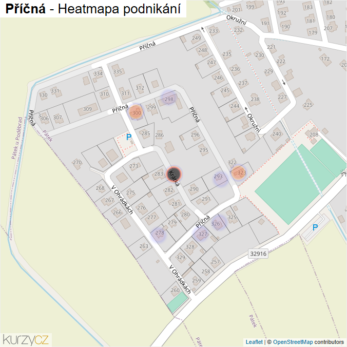 Mapa Příčná - Firmy v ulici.