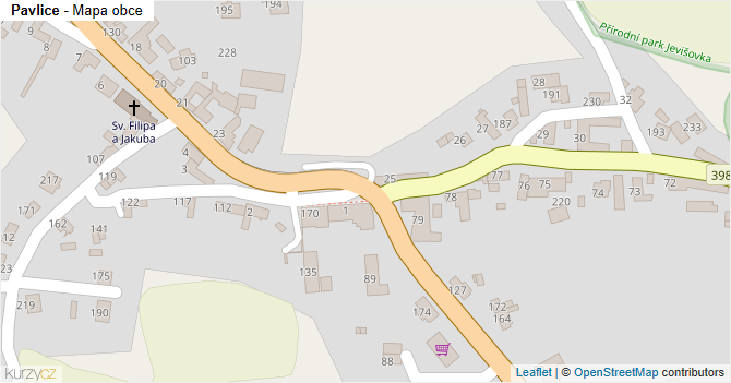 Pavlice - mapa obce