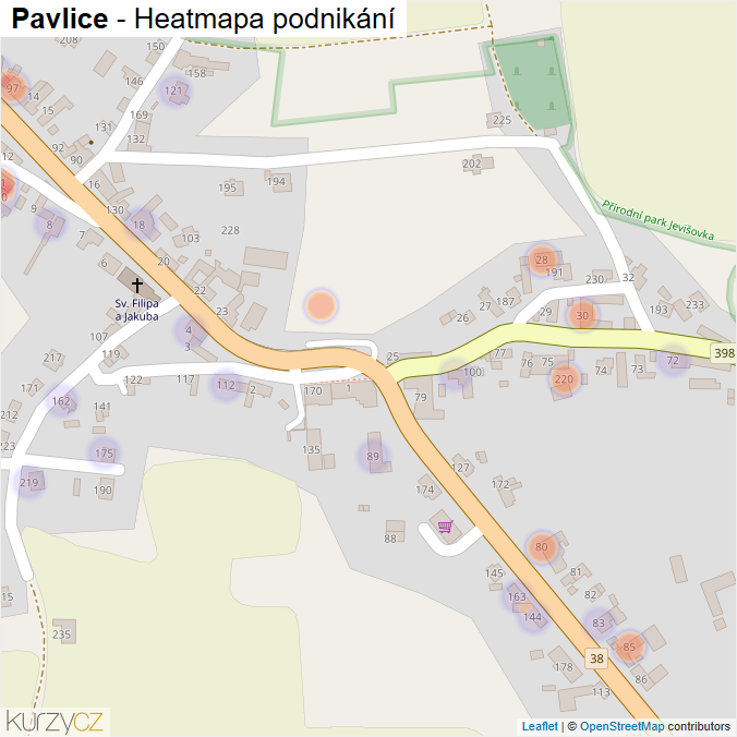 Mapa Pavlice - Firmy v části obce.