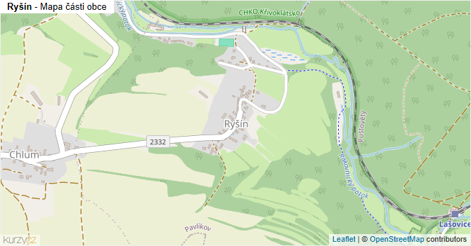 Ryšín - mapa části obce