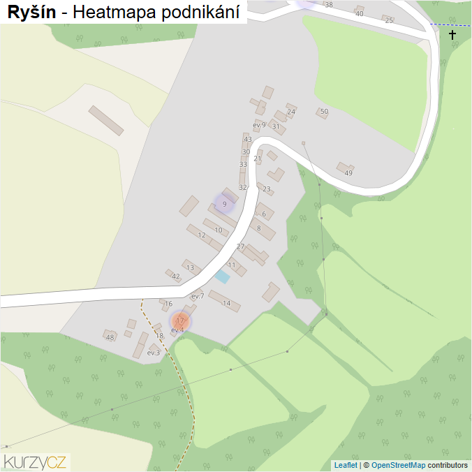 Mapa Ryšín - Firmy v části obce.