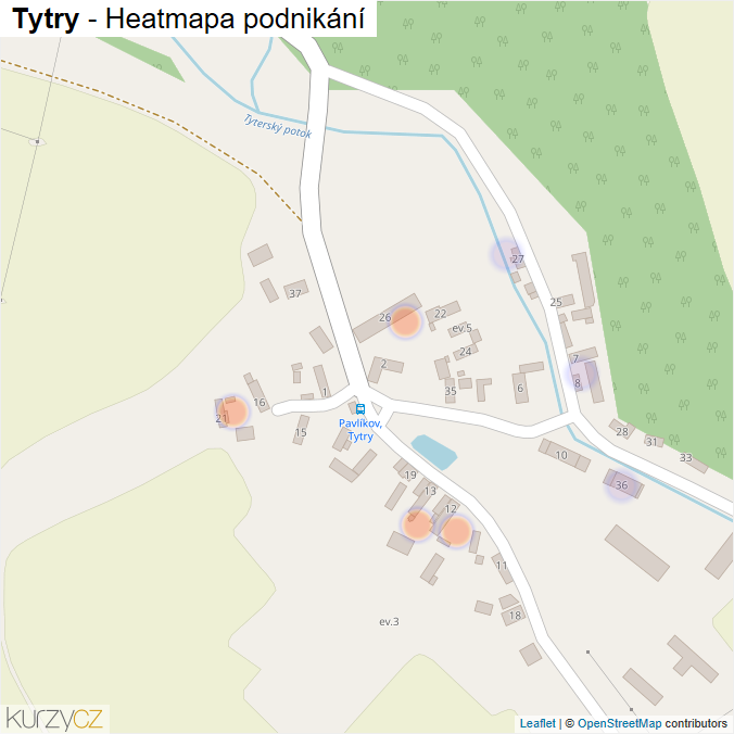 Mapa Tytry - Firmy v části obce.