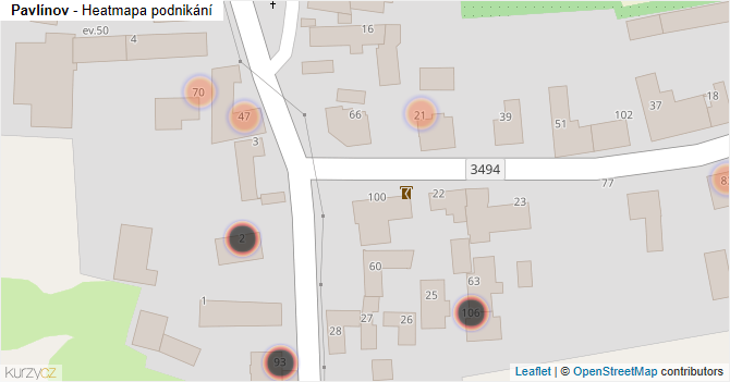 Pavlínov - mapa podnikání