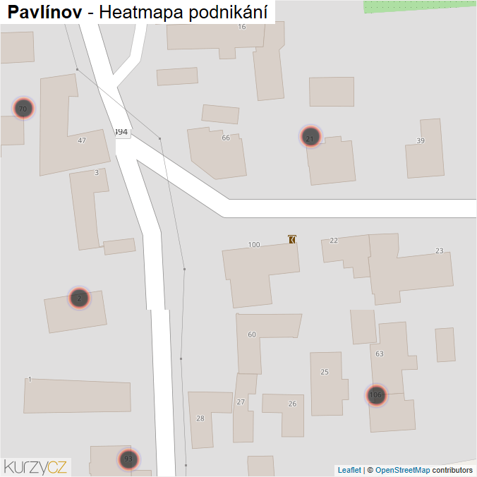Mapa Pavlínov - Firmy v obci.
