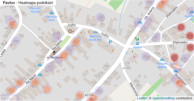 Pavlov - mapa podnikání