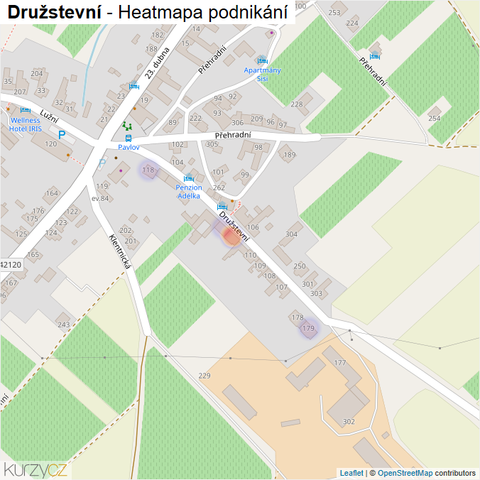 Mapa Družstevní - Firmy v ulici.