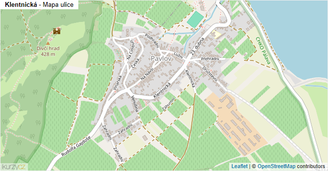 Klentnická - mapa ulice