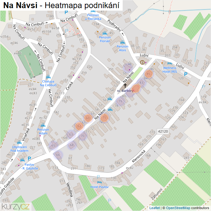 Mapa Na Návsi - Firmy v ulici.