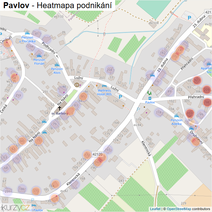 Mapa Pavlov - Firmy v části obce.