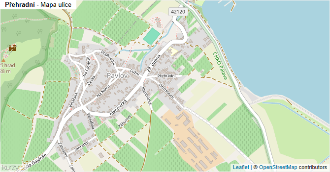 Přehradní - mapa ulice