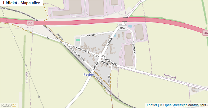 Lidická - mapa ulice