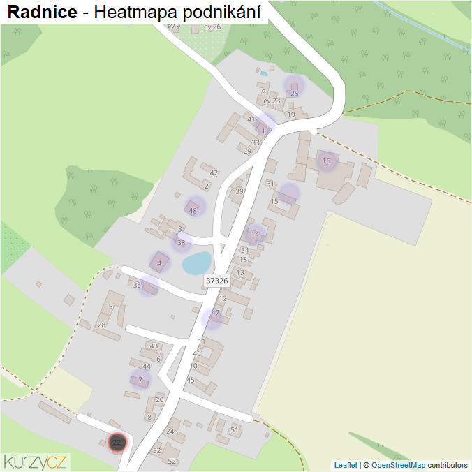 Mapa Radnice - Firmy v části obce.