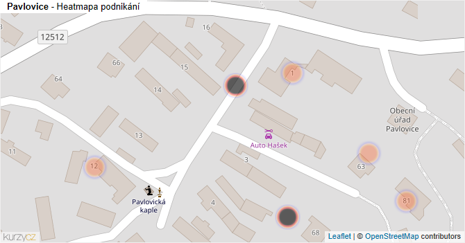 Pavlovice - mapa podnikání