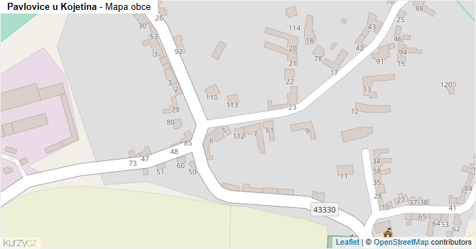 Pavlovice u Kojetína - mapa obce