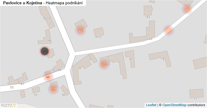 Pavlovice u Kojetína - mapa podnikání