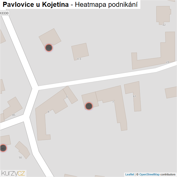 Mapa Pavlovice u Kojetína - Firmy v obci.