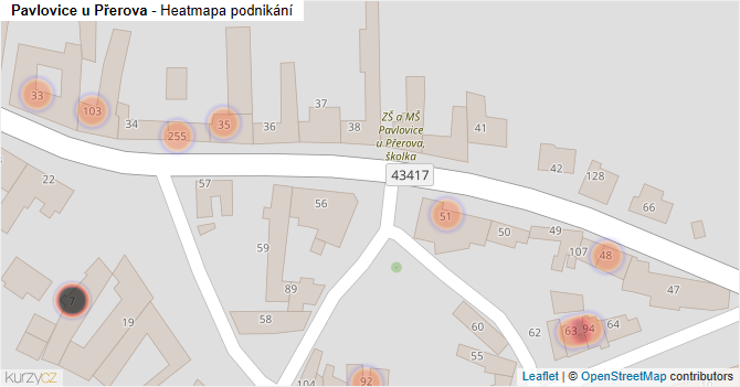Pavlovice u Přerova - mapa podnikání