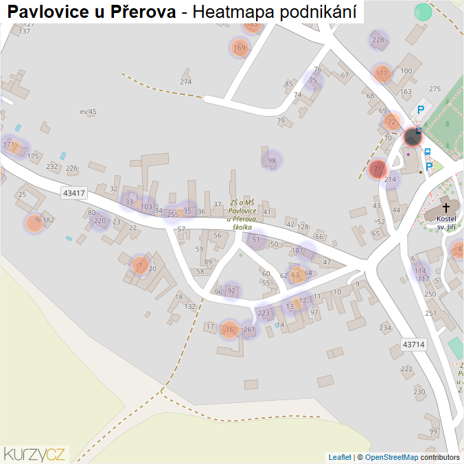 Mapa Pavlovice u Přerova - Firmy v části obce.
