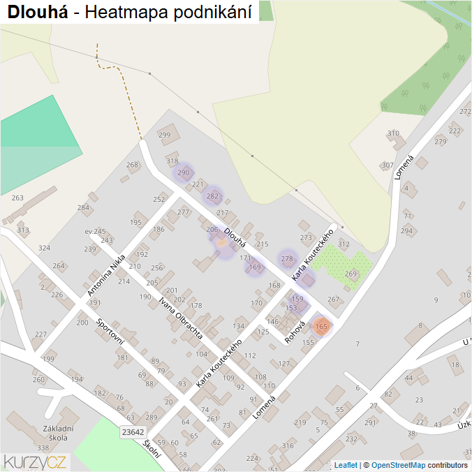 Mapa Dlouhá - Firmy v ulici.