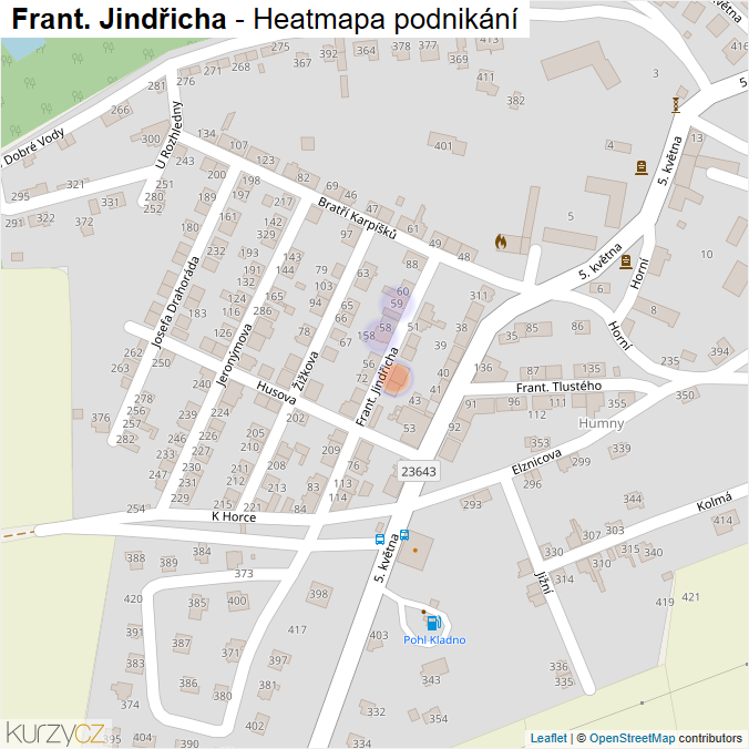 Mapa Frant. Jindřicha - Firmy v ulici.