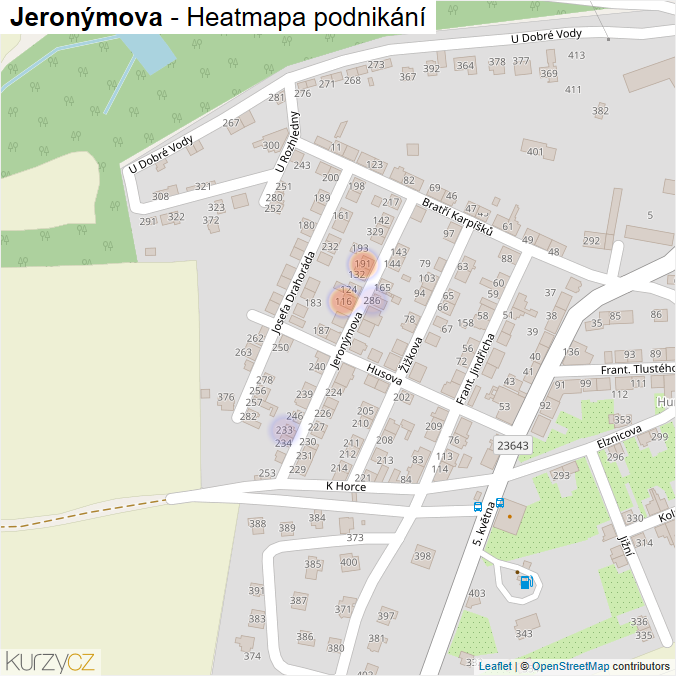 Mapa Jeronýmova - Firmy v ulici.