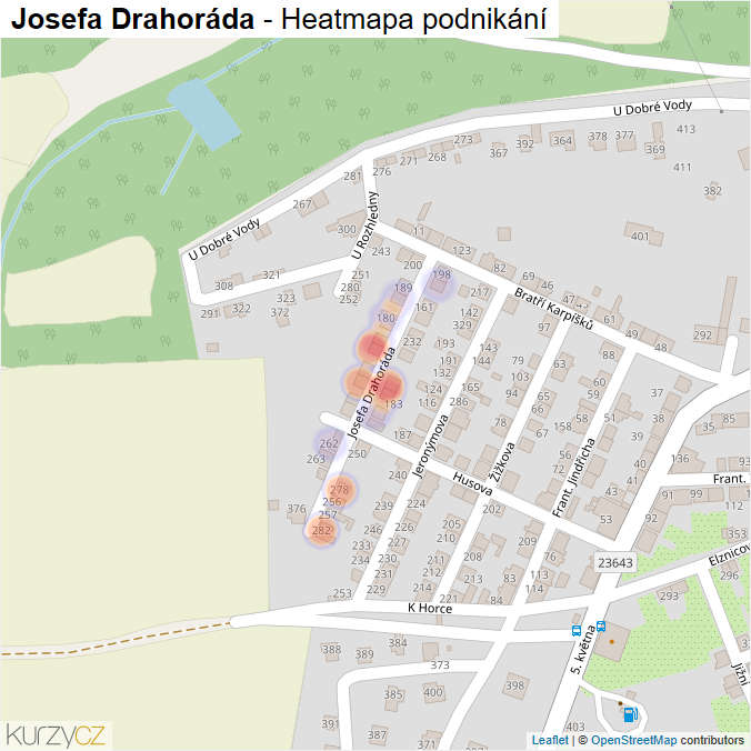 Mapa Josefa Drahoráda - Firmy v ulici.