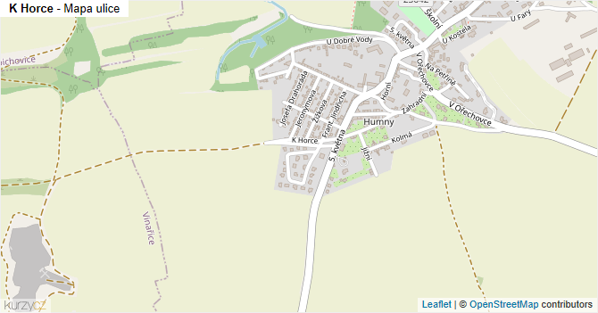 K Horce - mapa ulice