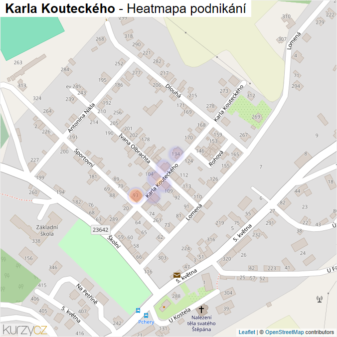 Mapa Karla Kouteckého - Firmy v ulici.