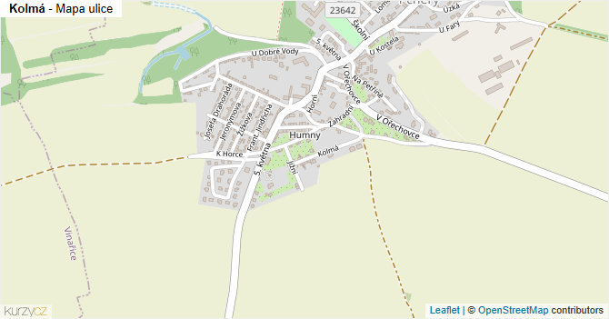 Kolmá - mapa ulice