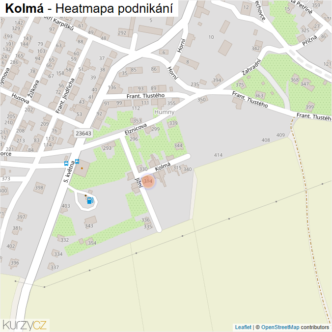 Mapa Kolmá - Firmy v ulici.