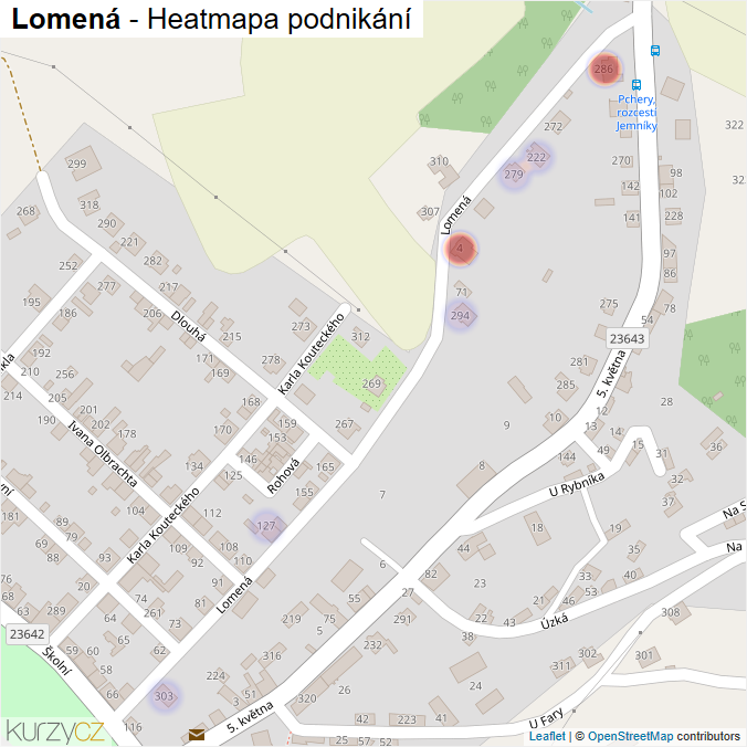 Mapa Lomená - Firmy v ulici.