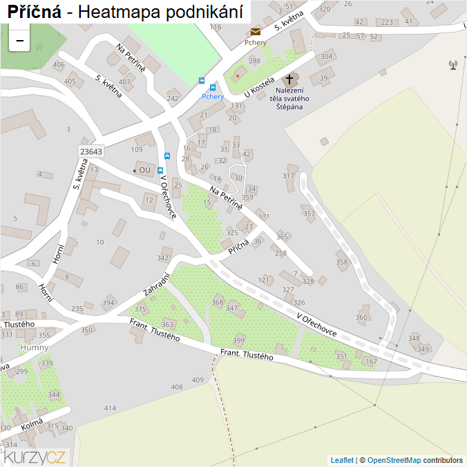 Mapa Příčná - Firmy v ulici.