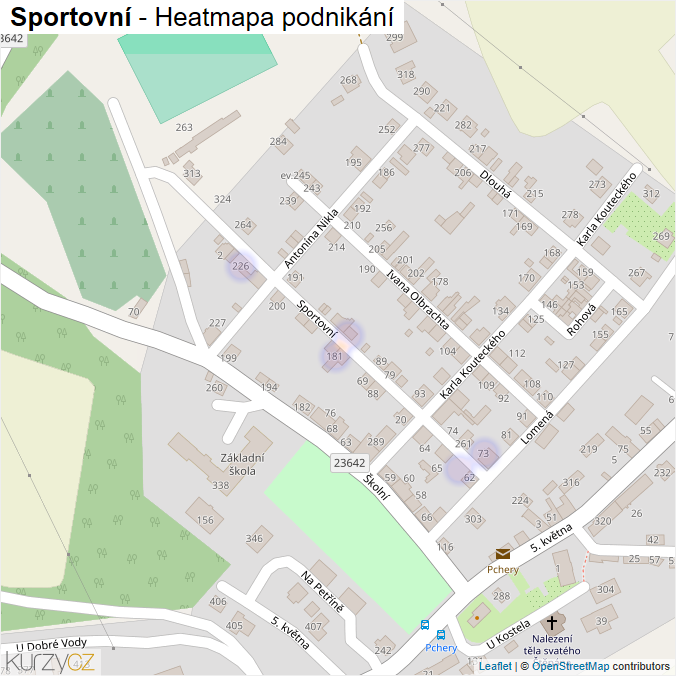 Mapa Sportovní - Firmy v ulici.