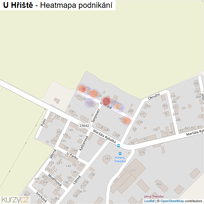 Mapa U Hřiště - Firmy v ulici.