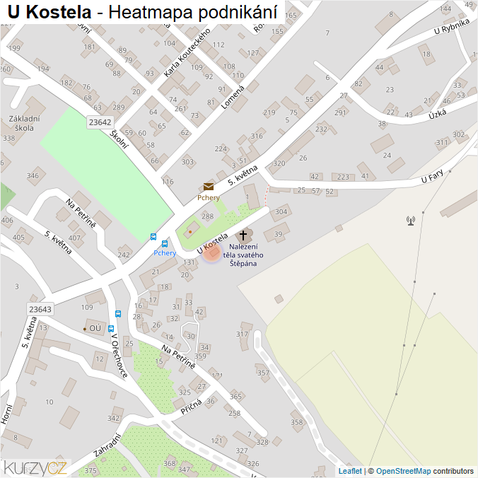 Mapa U Kostela - Firmy v ulici.