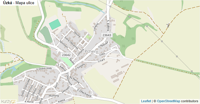 Úzká - mapa ulice